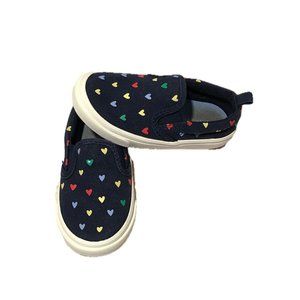 Old Navy Toddler Canvas Sneakers Slip On Navy Blue Rainbow Hearts Size 13.5 US